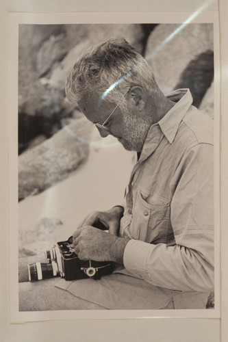 Joe Eisaman with his Bolex; Grand Canyon traverse of 1954, June