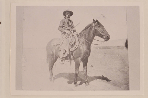 A. P. Ballard. Thompsons. Mounted on the best cut horse and rope horse in Grand County belonging to Ink Harris