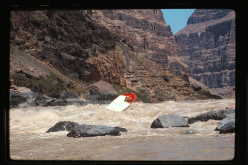 "Wee Red" climbs Vulcan Rapids