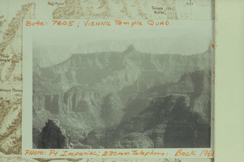 Butte which shows elevation 7605 on the Vishnu Temple Quad and 7596 on the map of Grand Canyon-East Half, is 7594 on this map from Mational Geographic Magazine of 1955, May. Beck proposes the butte be named for Johnny Maxson