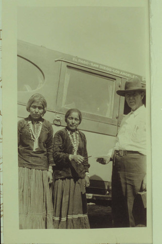 Navajo Indian School girls and Mr. Flake. Freeman photo taken en route to Navajo Bridge dedication