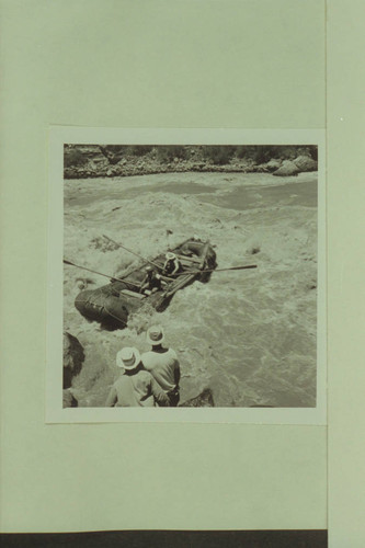 11. Running Lava Falls. Pontoon No. 2. Boat: Al and Smuss. Shore: Dick and Doug