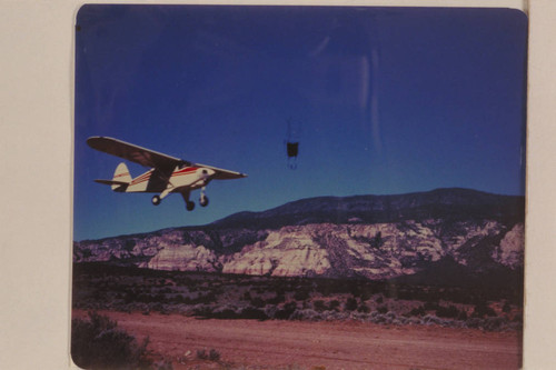Plane taking off from Navajo Mountain strip