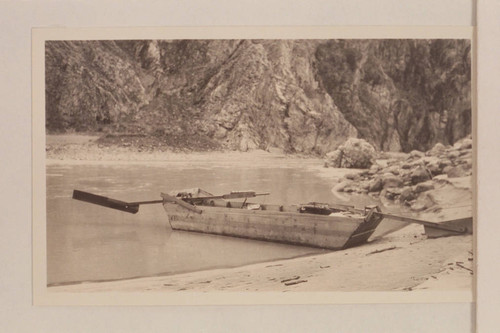Hyde sweep-scow on the beach at Bright Angel Creek — Calisphere