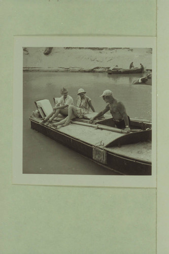 Laura Bell; Fran Belknap; Dock Marston. The work boat "Para-Dox," Separation Canyon