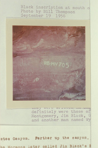 Black inscription at mouth of Forbidding Canyon