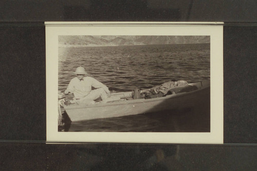 [Freeman (?) in outboard motorboat on Lake Mead]