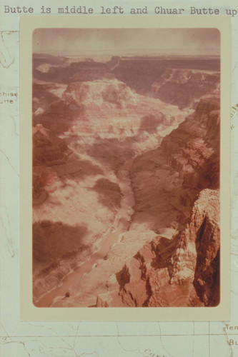 Up Grand Canyon from opposite mouth of Carbon Creek. Temple Butte is middle left and Chuar Butte upper left