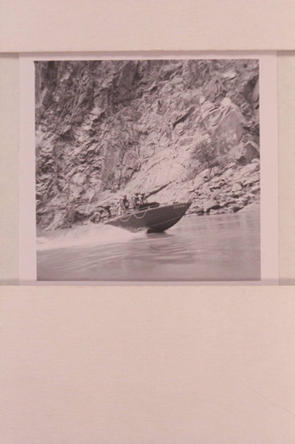Camera boat cruising with camera crew aboard: Gordon Avil, Roy Klinger ...