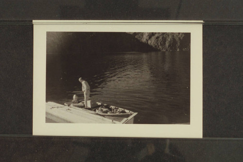 [[Freeman (?) in outboard motorboat on Lake Mead]