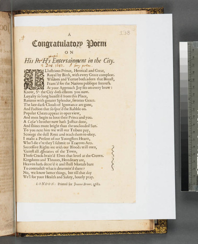 A congratulatory poem on His R.H's entertainment in the city