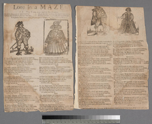 Love in a maze: or, The young-man put to his dumps. Here in this song you may behold and see a gallant girl obtain'd by wit and honesty all you that hear my song, and mark it but aright, will say true love's worth gold, and breeds delight. To a pleasant new tune, called, the true lovers delight or, the Cambridge horn