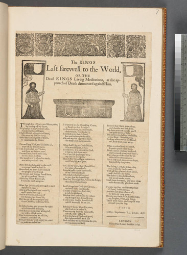 The kings last farewell to the world, or The dead kings living meditations, at the approach of death denounced against him