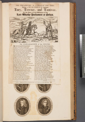 The time-servers: or, A touch of the times. Being a dialogue between Tory, Towzer, and Tantivee, at the news of the dissolution of the late worthy Parliament at Oxford