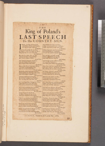 The King of Poland's last speech to his country-men