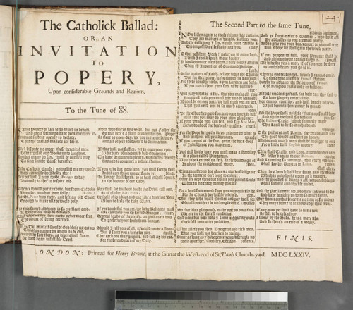 The Catholick ballad: or An invitation to popery, upon considerable grounds and reasons. To the tune of 88