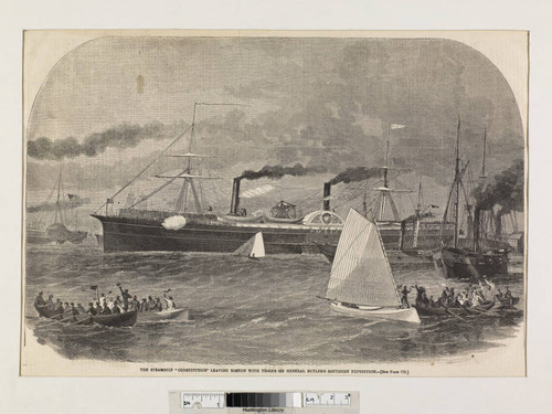 The steamship "Constitution" leaving Boston with troops on General Butler's Southern Expedition