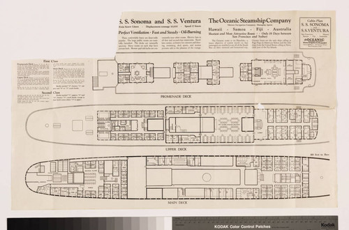 Cabin plan S. S. Sonoma and S. S. Ventura