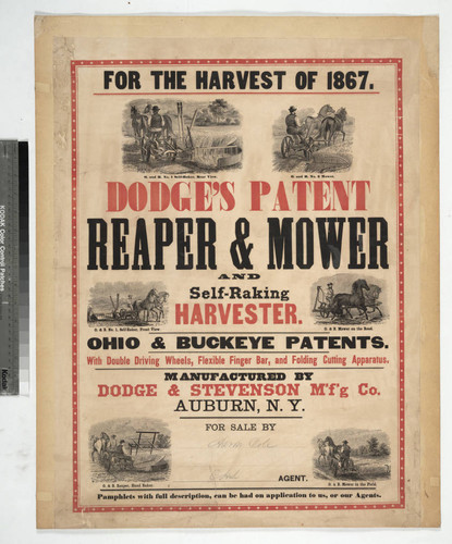 For the harvest of 1867. Dodge's patent reaper & mower and self-raking harvester