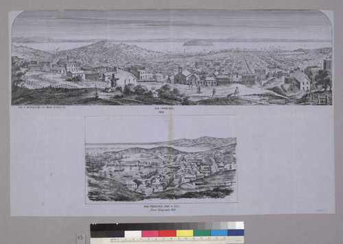 San Francisco, 1858. [upper] San Francisco. 1849 & 1850. From Telegraph Hill. [lower]