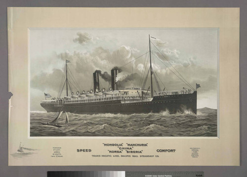 Mongolia Manchuria China Korea Siberia : Speed Comfort Trans-Pacific Line, Pacific Mail Steamship Co