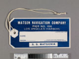 S. S. Matsonia baggage label