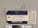 Matson Line Hawaii New Zealand Australia baggage tag