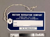 S. S. Malolo baggage label