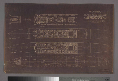 Cabin Plan of the Pacific Mail Steamship Co's. new twin screw steamships, Transpacific service, "Korea" & "Siberia"