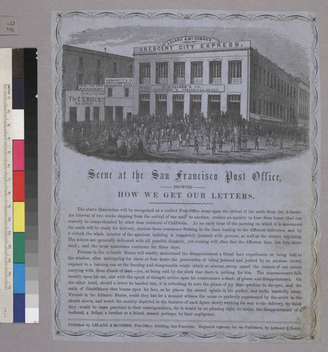 Scene at the San Francisco Post Office, Showing How We Get Out Letters