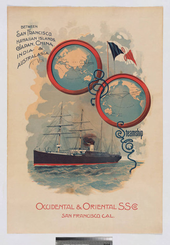 Between San Francisco, Hawaiian Islands, Japan, China, India & Australia via O & O Steamship Co