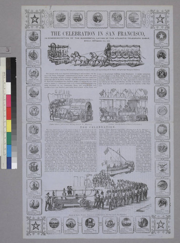 The Celebration in San Francisco, in Commemoration of Successful Laying of the Atlantic Telegraph Cable, Monday September 27th 1858