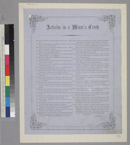 Articles in a Miner’s Creed