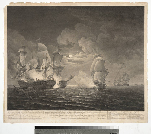 The memorable engagement of Captn. Pearson of the Serapis, with Paul Jones of the Bon Homme Richard & his squadron, Sep. 23, 1779