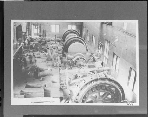 The interior of the powerhouse at Kern River #1 Hydro Plant while under construction