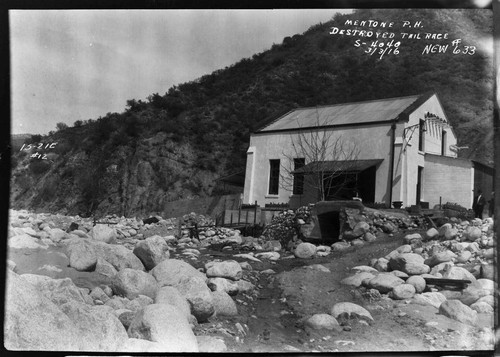 Mentone Powerhouse with destroyed tailrace