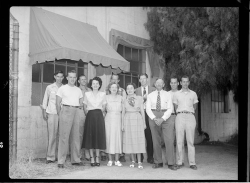 Group of employees outside office