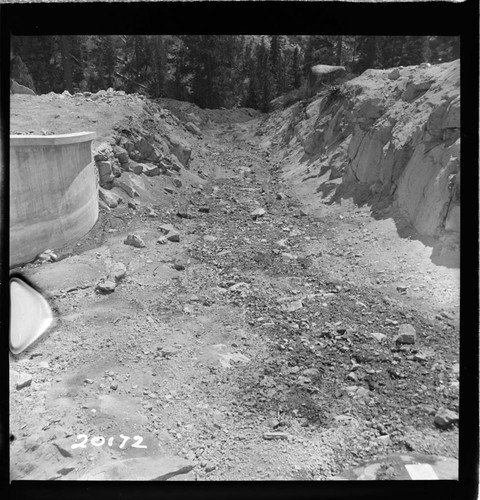 Big Creek, Huntington Lake Dams - Progress of backfills on Huntington Lake Dams by Stone & Webster Co