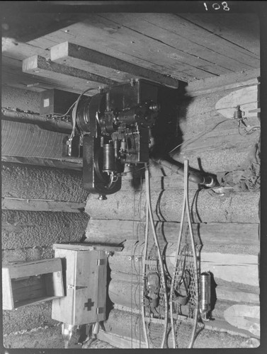 Small gas generator and battery inside field cabin