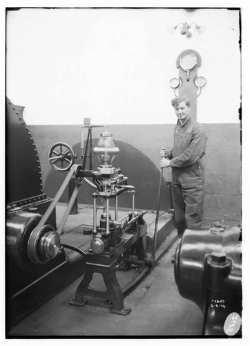 An operator at Lombard Governor #4 at the Santa Ana River #1 Hydro Plant