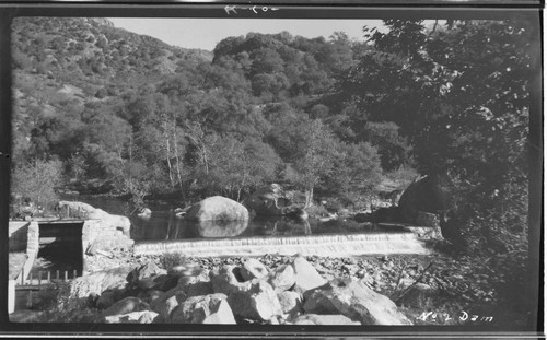 A detail of the dam at Kaweah #2 Hydro Plant showing part of the intake and the mountains in the background