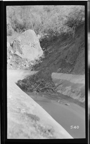 View of storm damage to the conduit at Kaweah #3 Hydro Plant