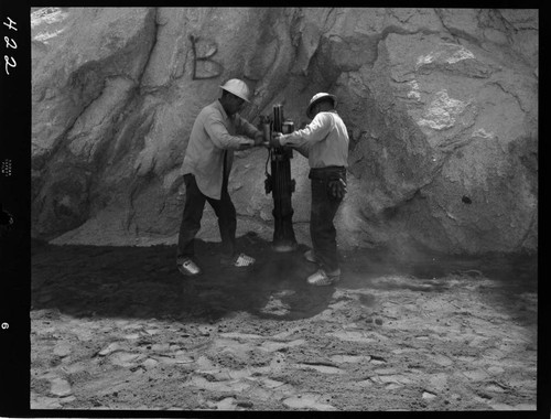 Big Creek - Mammoth Pool - Demonstrating hand operated compacting tools