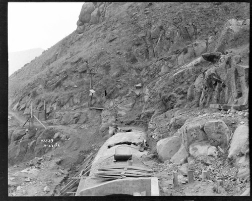 Break in concrete flume at Kern River #1 Hydro Plant