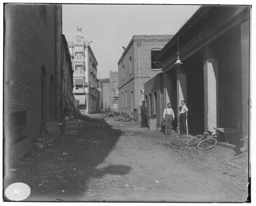 Three operators standing outside the Los Angeles #2 Substation