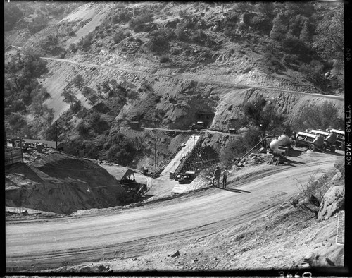 Big Creek 4 construction work: looking across bridge structure where power tunnel crosses a small stream