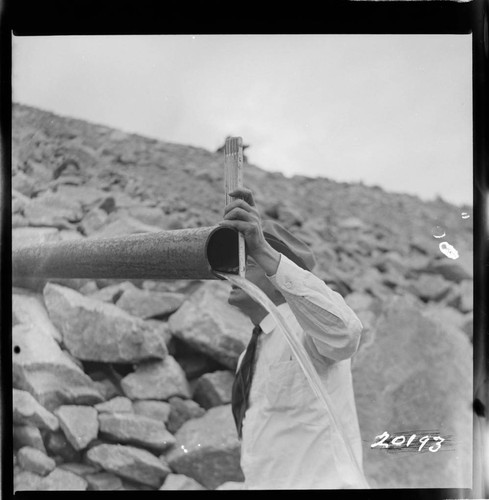 Big Creek, Huntington Lake Dams - Progress of backfills on Huntington Lake Dams by Stone & Webster Co