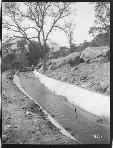 A construction crew working on the nearly completed ditch at Tule Plant