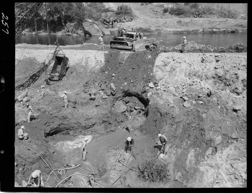 Big Creek - Mammoth Pool - Water breakthrough from the river to tunnel inlet channel