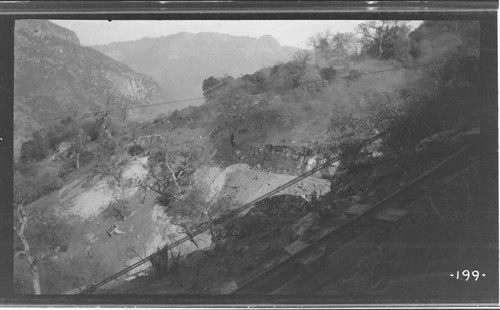 View of reservoir excavation from the pipe line at Kaweah #3 Hydro Plant